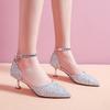 Sandálias Infantis para Meninas de 10 e 11 Anos, Salto Alto, Salto Agulha, Sapatos de Cristal para Alunos do Ensino Fundamental, Sapatos para Palco de Apresentação