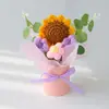 Presente Dia do Professor Buquê de Flores Artificiais Buquê de Feriado Presente Flor de Crochê Artificial Girassol Eterno Buquê Pequeno Pronto