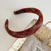 Diadema de Tela Esponjosa a Cuadros Rosas Juvenil Versátil Estilo Bosque Vintage Pasador Alto para el Cabello Diadema para Mujeres