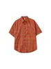 Camisa Retrô Americana de Xadrez Laranja de Manga Curta para Homens e Mulheres, Novo Estilo de Verão Solta Casual Cityboy Estilo Japonês