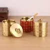 Cenicero de latón con tapa, totalmente de cobre, diseño creativo para evitar que las cenizas vuelen y el olor a humo, adecuado para coche, oficina, hogar, regalo de alta gama