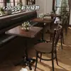 Juego de Mesa y Sillas para Restaurante Occidental Estilo Americano, Mesa y Sillas de Madera Maciza para Cafetería de Postres y Té de Leche, Mesa y Sillas Retro para Cafetería Comercial
