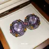 Aretes Cuadrados con Tachuelas de Diamante Aguja Plateada, Clavos de Oreja Estilo Palacio Retro Vintage, Pendientes de Lujo Ligero de Gama Alta al por Mayor