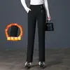 9210 pantalones rectos gruesos forrados de polar para invierno pantalones para mujeres de mediana edad y mayores talla grande pantalones largos para madre pana casual
