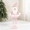 Ming Guan Estilo Novo Boneco Retrátil em Pé Homem Velho Boneco de Neve Boneca de Lantejoulas Rosa Decoração de Natal Decoração de Janela