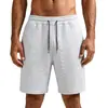 Pantalones Cortos Deportivos Casuales Sueltos con Cordón TK para Hombre Color Sólido Jacquard Tridimensional Texturizado Pantalón de Cinco Puntos