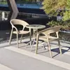 Silla de madera plástica para jardín de bed & breakfast en patio exterior, silla impermeable y anticorrosión para balcón exterior con respaldo, mesa y sillas para tienda de té con leche