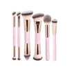 Set de 5 Brochas de Maquillaje Doble Cara Transfronterizo, Brocha para Base y Rubor, Brocha de Contorno de Tres Colores con Cerdas Suaves, Brocha para Polvo Suelto, Herramientas de Belleza de Comercio Exterior