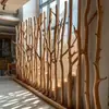 Divisória de Tela de Galhos Secos, Ornamento Paisagístico de Tronco de Árvore Natural, Parede Decorativa de Jardim de Infância, Entrada da Sala de Estar da Pousada