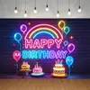 Amazon Transfronterizo Tela de Fondo de Cumpleaños Pareja Decoración de Fiesta Bandera de Dibujos Animados Arreglo de Celebración de Cumpleaños para Niños Tela Colgante de Pancarta