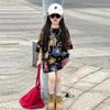 Camiseta de Manga Curta de Algodão para Meninas Verão Novo Estilo Casual Estilo Ocidental Meninas Crianças Médias e Grandes Manga Curta Gola Redonda Top Verão Fashion