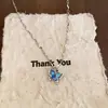 Collar de Mariposa Azul de Doble Capa Más Vendido en Verano, Cadena para Clavícula de Zirconia Azul de Lujo Ligero de Nicho de Gama Alta