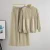 Conjunto de Punto Casual Deportivo Transfronterizo para Mujer en Otoño e Invierno, Elegante y Versátil Conjunto de Dos Piezas con Suéter de Media Cremallera y Pantalones de Pierna Ancha