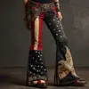 Sitio Independiente Transfronterizo Europeo y Americano Nuevo Pantalón de Mezclilla Acampanado Ajustado a la Moda para Mujer con Impresión Digital 3D de Amazon