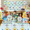 La nueva vajilla y decoración para fiestas de Amazon con temática azul de regreso a clases incluye platos de papel, vasos de papel, servilletas de papel y manteles para la temporada de regreso a clases.