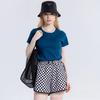Camiseta Sencilla de Algodón Tipo Seda de Color Sólido, Manga Corta, Verano, Textura de Seda de Hielo, Hombro Normal, Corte Regular, Estilo Holgado, para Mujer