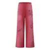 Pantalones casuales de pierna recta para hombre, estilo páramo, teñido anudado pintado con spray, desgastados, con estampados de grafiti únicos pintados a mano y diseño de pierna ancha, modernos