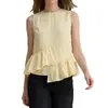 Camisa feminina sem mangas de retalhos irregulares com babados, novo estilo de verão transfronteiriço europeu e americano, top casual fashion