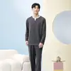Pijama Feminino Classe A para Primavera e Outono, Conjunto de Duas Peças em Algodão Modal Lenzing, Conjunto de Roupa de Casa para Casal