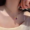 Novo Colar de Cabacinha Estilo Chinês Aço Titânio Cor Livre Dourado Sorte Mulheres Cristal Verde Imitação Corrente para Clavícula Luxo Leve