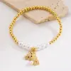 2025 Nuevo Estilo Ins Europeo y Americano Transfronterizo Pulsera de Cobre con Perlas de Corazón de Cereza Oro de 18 Quilates Elegante Versátil Accesorios para la Mano