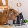 Traje de Verano para Niños 2025 Estilo Nuevo Bebé Verano Bebé Niños Ropa Infantil Manga Corta Shorts Conjunto de Dos Piezas Guapo y Moderno