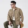 Camisa casual vintage para hombre, estilo workwear, nueva moda primavera y otoño, holgada y versátil, marca trendy japonesa, top de algodón puro con cuello