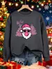 Sudadera para Mujer con Estampado de Árbol de Navidad y Papá Noel, Cuello Redondo, Jersey, Versátil, Ajuste Holgado