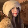 Gorro de Invierno Cálido Estilo Perezoso para Mujer, Gorro de Punto Oversize que Hace que la Cara Parezca Más Pequeña, Ajuste Holgado, Protege los Oídos