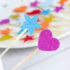 Amor estrella de cinco puntas copo de nieve Bandera para pastel de piruleta tarjeta de fiesta de cumpleaños bandera de decoración de mesa de postres