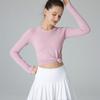 Tops de Yoga, Roupa Esportiva, Camisetas de Gola Redonda, Manga Longa, Ajuste Slim, Que Absorvem a Umidade, Ciclismo e Corrida ao Ar Livre, Respiráveis e de Secagem Rápida