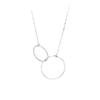 Collar Colgante de Plata S925 Doble Anillo Círculo para Mujer, Cadena Minimalista Entrelazada para Clavícula Joyería de Plata