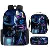 Mochila Escolar para Estudiante Bandolera Estuche para Lápices Mochila Set de Tres Piezas Skibidi Toilet Hombre Inodoro Transfronterizo de 16 pulgadas