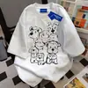 Camiseta Casual Solta Vintage com Estampa Divertida de Cachorro Estilo Japonês 2025 Verão Nova