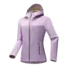 Chaqueta softshell ligera para mujer para exteriores, cortavientos, impermeable, transpirable, con capucha, adecuada para otoño e invierno, e ideal como prenda exterior para senderismo o montañismo