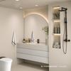 Gama alta Tabla de roca Lavabo todo en uno Gabinete de baño Combinación color madera Lavabo sin juntas Inodoro Mesa para lavarse las manos y la cara Naranja