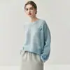 ¡Herbalife! Suéter de 75% Cachemira 25% Seda de Morera para Mujer, Cuello Redondo, Hombros Descubiertos, Holgado, Tejido a Mano, Camisa de Punto Camelia