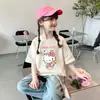 Camiseta de Manga Corta Fina de Algodón Puro de Verano 2026 para Niñas con Estampado de Dibujos Animados Top de Media Manga Camiseta Básica de Cuello Redondo para Bebé