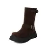 Botas de ocio de talla grande generación botas esmeriladas 4043 botas de cuña de comercio exterior botas nuevas con hebilla de cinturón negro rojo marrón