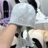 Sombrero de Lana Tejida con Borla Coreana, Apertura Trasera, Protección Auditiva, Gancho de Mano para Mujer, Otoño e Invierno, Nuevo Estilo Japonés, Punta de Dedos de Terciopelo de Angora