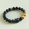 Pulseira de Gato Mi Head com Contas de Obsidiana Prateada e Olho de Tigre Vermelho Pulseira de Olho de Tigre Amarelo Moda de Personalidade para Homens e Mulheres Joias de Nicho Atacado
