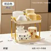 Portavasos de escritorio de lujo ligero, estante de almacenamiento de mesa de comedor multicapa, estante para tazas de encimera, estante de exhibición de almacenamiento de esquina de cafetería