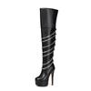 2025 Moda de Comercio Exterior Diseño Cremallera Pantalones Botas Mujer Metal Punta Metálica Sexy Hasta la Rodilla Botas de Caballero Tacones Altos