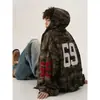 Sudadera con capucha con cremallera de marca moderna estilo americano, estilo pareja, moda urbana, fresca y casual, corte holgado, camuflaje, chaqueta con cremallera vintage