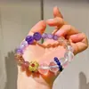 Pulsera de Diseño Natural Romántica Oro Negro Súper Siete Amatista Cristal de Fresa Cristal Blanco Lapislázuli