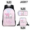 Impressão 3D Periférico Sanrio Merlot Desenho Animado Mochila Escolar Mochila Bolsa de Ombro Bolsa de Lápis Mochila Conjunto de Três Peças