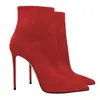 Botas de Moda Europeas y Americanas Transfronterizas Punta Tacón Alto Cremallera Lateral Botas para Mujer Comercio Exterior Botas para Mujer 12cm