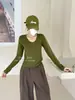 Nova camiseta T-shirt de outono de 2026, estilo coreano, moda versátil, gola redonda, manga longa para mulheres, top base soltinho e que afina