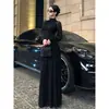 Vestido negro estilo francés, retro-moderno, para mujer, colección de otoño, diseño de alta gama, entallado en la cintura, efecto adelgazante, cuello alto, vestido largo plisado