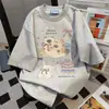 Camiseta de manga corta para mujer 100% algodón puro, diseño moderno con estampado de grafiti, nuevo top de verano, tendencia de Instagram